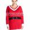 Women Red Sweater Tunic Trim Pattern Christmas Knitwear