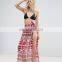 High-rise waistband wrap tie fastening print beach sarong print custom