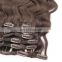 Factory price fashional virgin dark brown clip hair extension