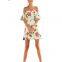Floral Printed Off Shoulder Spaghetti Strap Short Casual Dress