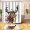 i@home wholesale polyester fabric tree deer sunglasses mouldproof shower curtain waterproof