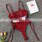 2019 Sexy Bandage Hollow Bikini Set Women Bow Thong Wrapping Padded Swimwear Backless One Piece Solid Swimsuit Biquini
