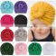 11colors Europe style organic cotton solid color rabbit ear bowknot baby turban hat free choose