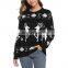 Women's Christmas Knitted Holiday Simplicity Reindeer Pattern Sweater