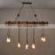 Antique Wooden Beam Hanging Light 10 Heads Vintage Decorative Lamp