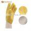 Yellow nitrile latex wrinkling work gloves safety construction for work Yellow crinkle latex coated. Woven liner back open glove