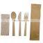 Disposable Bamboo Dinnerware Sets Bamboo Knife Fork Spoon Cutlery Set with Kraft Paper Bag