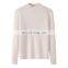 Custom Rib Knit 100% Cashmere Sweater for Ladies Solid Color Jumper with Crew Neck for Fall and Winter Features Front Logo