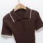 Vestido mini de punto para mujeres con cuello polo de manga corta en estilo europeo y estadounidense