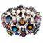 Luxury Bridal Antique Silver Flowers Pearl Stretch Cuff Bracelet