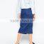 hight waist front Slit demin Skirt in Snake Eyes-thin fit jeans long skirt