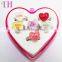 factory wholesale harmless girl heart shape glitter resin kids finger ring design