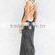 South African Elegant With Sexy Party Plunge Back Striped Maxi Dress