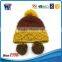 2016 new design Knit pattern ear flaps knitting hat with pom pom