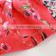 Fashion style red girls dress printed with plum blossom and animals girls dress