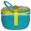 Three layers oval shape kids plastic lunch box with handle