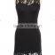 Black Patchwork Lace Hollow-out Sleeveless Dress