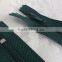 20.5 inch Green Closed Bottom Coil Zipper, Nylon Closed End Zipper