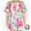 latest fairy peony print strapless short sleeve summer girl dress