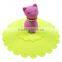 Lovely silicone coffee mug rubber lid with car head on top rubber cover