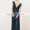 Long Weddings Bridesmaid Ball Gown Dresses Evening Long Pleated Front and Back V-neck Summer Dresses HSD5045