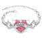 Mother's day love bracelet high end blue heart charm lobster clasp bracelet for 2016 promotion products