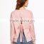 Whole sale Pink Bow Tie Custom Sweatshirt Split Back Fashion Dolman Sleeve Sweatshirt Pullovers French Terry
