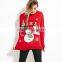 Stock Women Christmas Longline Crewneck Red Knitwear Sweatshirt Knitted Top Long Sleeve Wholesale Bulk
