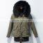 Myfur Popular Ladies Army Green Cotton Parka with Real or Fake Fur Lining Raccoon Fur Hood