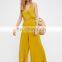 Open back elastic waistband wide legs lovely romper ladies summer