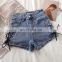 TWOTWINSTYLE Casual Denim Shorts for Women High Waist lace up slim sexy