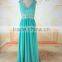 2015 Hot Sale Charming and Elegant Prom Dress with Lace and Beading Sash High Quality V-Neck and Sleeveless Chiffon Prom Dress