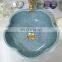 Flower shape jingdezhen hand maded crack ceramic bathroom washbasin