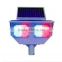 Best price double sets red and blue LED flashing solar traffic signal warning strobe light