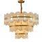 Modern Chandelier Living Room Luxury Ceiling Light Leaf Gold Led Pendant Lamp Hanging Linear Alabaster Lighting for Villa Hotel