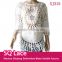 2016 ladies Tops hot embroidery lace fabric three quarter sleeve coat cotton lace hollow out vest