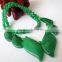 Green White Jade Leaves Beads Gems Necklace