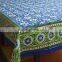 Blue Chakri Indian Hand Block Printed cotton tablecloth