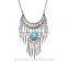 Women's Vintage Silver Exaggerated jewelry Tassels Statement Necklace