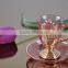 Glass beverage cups and saucers set