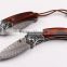 OEM liner lock folding damascus knife with natural Cocobolo handle