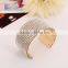 2016 New Gold Luxury Cuff Wide Full Rhinestone Women Fashion Alloy Metal Bangles