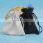 black drawstring leather watch bag with embossing