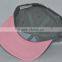 Guangzhou hat factory professional custom 100% cotton/light grey and pink/embroidery logo/flat brim hat