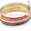 Hot Sale Dubai Gold Plated Bridal Slim Crystal Bangle Stainless Steel Shiny Jewelry for Women