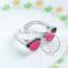 925 solid sterling silver glue pink sun glasses kawaii ring adjustable ring fashion women jewelry 6260559