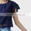 Embroidery Pull Sleeve Plain Crop Tops Wholesale, Korean ladies tops