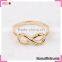 Bow shaped engagement rings imitation jewellery, hot sale imitation gold ring without stones