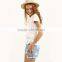 Ladies Casual Shirt New Arrival Cute 2018 Summer Style Women Top White Crew Neck Short Sleeve Tassel Hem Blouse
