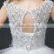 Cream Sleeveless A-line Tiered Wedding Dress Beaded Corchet Cut Out Back Crisscross Bride Grown